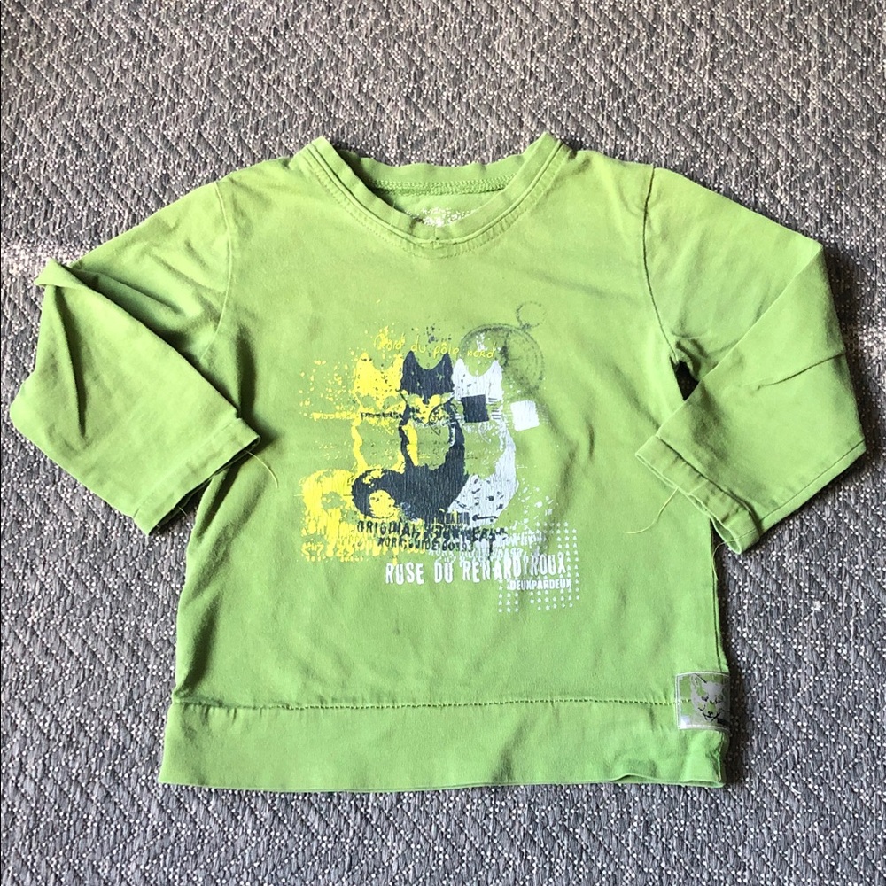 Lime Green Graphic Long-Sleeve Kids Top